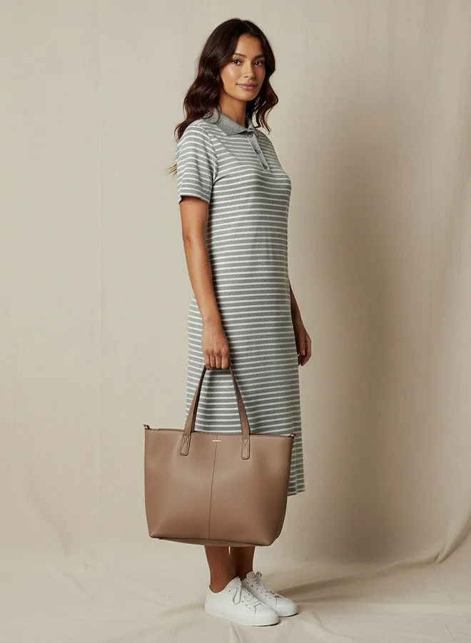سبلاش فيڤ Striped T-shirt Dress with Contrast Collar